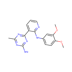COc1ccc(Nc2ncccc2-c2nc(C)nc(N)n2)cc1OC ZINC000113232840