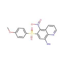 COc1ccc(S(=O)(=O)c2cc(N)c3ncccc3c2[N+](=O)[O-])cc1 ZINC000029484642
