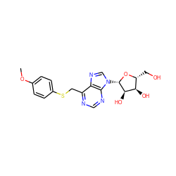 COc1ccc(SCc2ncnc3c2ncn3[C@@H]2O[C@H](CO)[C@@H](O)[C@H]2O)cc1 ZINC000029058421