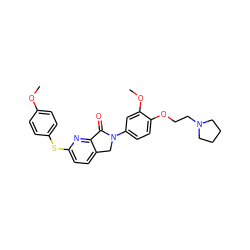 COc1ccc(Sc2ccc3c(n2)C(=O)N(c2ccc(OCCN4CCCC4)c(OC)c2)C3)cc1 ZINC000095588895
