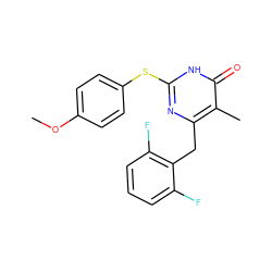 COc1ccc(Sc2nc(Cc3c(F)cccc3F)c(C)c(=O)[nH]2)cc1 ZINC000034820516