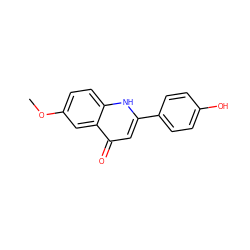 COc1ccc2[nH]c(-c3ccc(O)cc3)cc(=O)c2c1 ZINC000005503270