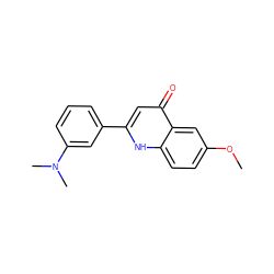 COc1ccc2[nH]c(-c3cccc(N(C)C)c3)cc(=O)c2c1 ZINC000005502602