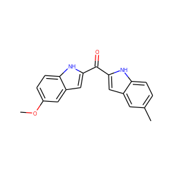 COc1ccc2[nH]c(C(=O)c3cc4cc(C)ccc4[nH]3)cc2c1 ZINC000013687679