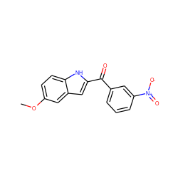 COc1ccc2[nH]c(C(=O)c3cccc([N+](=O)[O-])c3)cc2c1 ZINC000013470994