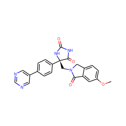 COc1ccc2c(c1)C(=O)N(C[C@@]1(c3ccc(-c4cncnc4)cc3)NC(=O)NC1=O)C2 ZINC000058655412