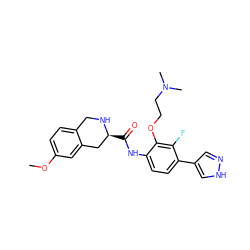 COc1ccc2c(c1)C[C@H](C(=O)Nc1ccc(-c3cn[nH]c3)c(F)c1OCCN(C)C)NC2 ZINC000058569245