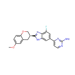 COc1ccc2c(c1)C[C@H](c1nc3c(F)cc(-c4ccnc(N)n4)cc3[nH]1)CO2 ZINC000040846343