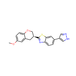 COc1ccc2c(c1)C[C@H](c1nc3ccc(-c4cn[nH]c4)cc3s1)CO2 ZINC000049237220