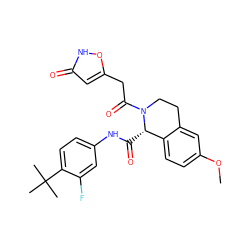 COc1ccc2c(c1)CCN(C(=O)Cc1cc(=O)[nH]o1)[C@H]2C(=O)Nc1ccc(C(C)(C)C)c(F)c1 ZINC001772575092