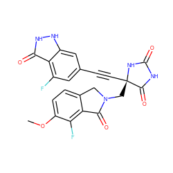 COc1ccc2c(c1F)C(=O)N(C[C@@]1(C#Cc3cc(F)c4c(=O)[nH][nH]c4c3)NC(=O)NC1=O)C2 ZINC000143506280