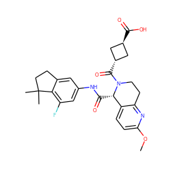 COc1ccc2c(n1)CCN(C(=O)[C@H]1C[C@H](C(=O)O)C1)[C@H]2C(=O)Nc1cc(F)c2c(c1)CCC2(C)C ZINC001772582268