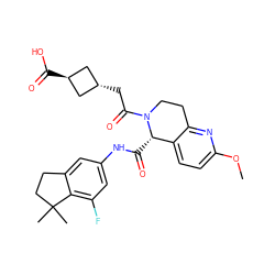 COc1ccc2c(n1)CCN(C(=O)C[C@H]1C[C@H](C(=O)O)C1)[C@H]2C(=O)Nc1cc(F)c2c(c1)CCC2(C)C ZINC001772616117