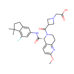 COc1ccc2c(n1)CCN(C(=O)C1CN(CC(=O)O)C1)[C@H]2C(=O)Nc1cc(F)c2c(c1)CCC2(C)C ZINC001772576474