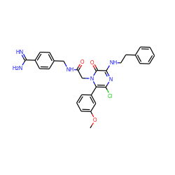 COc1cccc(-c2c(Cl)nc(NCCc3ccccc3)c(=O)n2CC(=O)NCc2ccc(C(=N)N)cc2)c1 ZINC000014955997