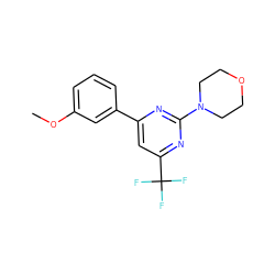 COc1cccc(-c2cc(C(F)(F)F)nc(N3CCOCC3)n2)c1 ZINC000002458851