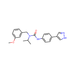 COc1cccc(CN(C(=O)Nc2ccc(-c3cn[nH]c3)cc2)C(C)C)c1 ZINC000095587818