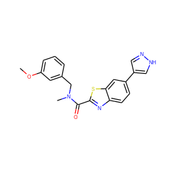 COc1cccc(CN(C)C(=O)c2nc3ccc(-c4cn[nH]c4)cc3s2)c1 ZINC000049033363