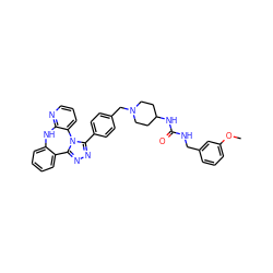 COc1cccc(CNC(=O)NC2CCN(Cc3ccc(-c4nnc5n4-c4cccnc4Nc4ccccc4-5)cc3)CC2)c1 ZINC000096174104