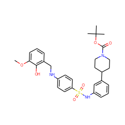 COc1cccc(CNc2ccc(S(=O)(=O)Nc3cccc(C4CCN(C(=O)OC(C)(C)C)CC4)c3)cc2)c1O ZINC000103266566