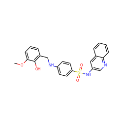 COc1cccc(CNc2ccc(S(=O)(=O)Nc3cnc4ccccc4c3)cc2)c1O ZINC000103266511