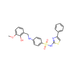 COc1cccc(CNc2ccc(S(=O)(=O)Nc3nc(-c4ccccc4)cs3)cc2)c1O ZINC000103266562