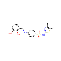 COc1cccc(CNc2ccc(S(=O)(=O)Nc3nc(C)c(C)s3)cc2)c1O ZINC000103266504