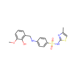 COc1cccc(CNc2ccc(S(=O)(=O)Nc3nc(C)cs3)cc2)c1O ZINC000103266495