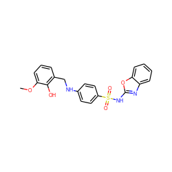 COc1cccc(CNc2ccc(S(=O)(=O)Nc3nc4ccccc4o3)cc2)c1O ZINC000103266487