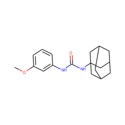 COc1cccc(NC(=O)NC23CC4CC(CC(C4)C2)C3)c1 ZINC000008167942