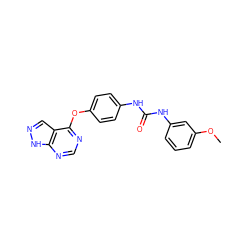 COc1cccc(NC(=O)Nc2ccc(Oc3ncnc4[nH]ncc34)cc2)c1 ZINC000095592165