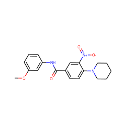 COc1cccc(NC(=O)c2ccc(N3CCCCC3)c([N+](=O)[O-])c2)c1 ZINC000004668242