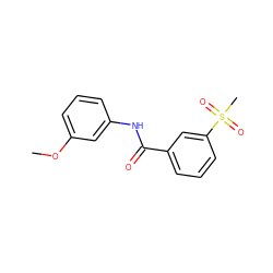 COc1cccc(NC(=O)c2cccc(S(C)(=O)=O)c2)c1 ZINC000012878439
