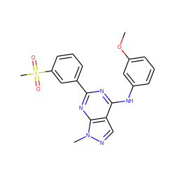 COc1cccc(Nc2nc(-c3cccc(S(C)(=O)=O)c3)nc3c2cnn3C)c1 ZINC000064538977