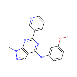 COc1cccc(Nc2nc(-c3cccnc3)nc3c2cnn3C)c1 ZINC000064548826