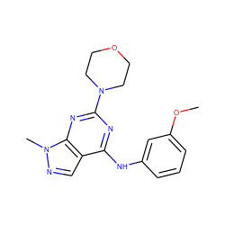 COc1cccc(Nc2nc(N3CCOCC3)nc3c2cnn3C)c1 ZINC000017148942