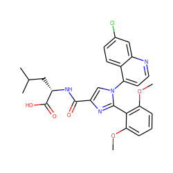 COc1cccc(OC)c1-c1nc(C(=O)N[C@@H](CC(C)C)C(=O)O)cn1-c1ccnc2cc(Cl)ccc12 ZINC000103233099