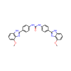 COc1cccc2[nH]c(-c3ccc(NC(=O)Nc4ccc(-c5nc6c(OC)cccc6[nH]5)cc4)cc3)nc12 ZINC000028564005