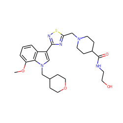 COc1cccc2c(-c3nsc(CN4CCC(C(=O)NCCO)CC4)n3)cn(CC3CCOCC3)c12 ZINC000084618912