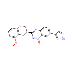 COc1cccc2c1C[C@H](c1nc3ccc(-c4cn[nH]c4)cc3c(=O)[nH]1)CO2 ZINC000066080578