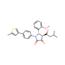 COc1ccccc1[C@@H]1[C@@H](C(=O)CC(C)C)C(=O)C(=O)N1c1ccc(-c2csc(C)c2)cc1 ZINC000169696006