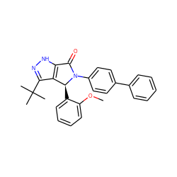COc1ccccc1[C@H]1c2c(C(C)(C)C)n[nH]c2C(=O)N1c1ccc(-c2ccccc2)cc1 ZINC000096177215