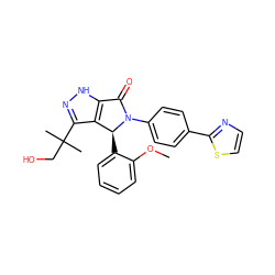 COc1ccccc1[C@H]1c2c(C(C)(C)CO)n[nH]c2C(=O)N1c1ccc(-c2nccs2)cc1 ZINC000096177149