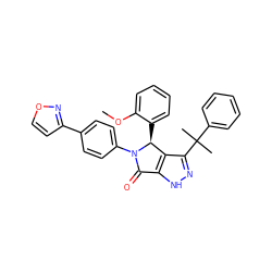 COc1ccccc1[C@H]1c2c(C(C)(C)c3ccccc3)n[nH]c2C(=O)N1c1ccc(-c2ccon2)cc1 ZINC000096177207