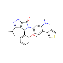 COc1ccccc1[C@H]1c2c(C(C)C)n[nH]c2C(=O)N1c1ccc(-c2ccsc2)c(N(C)C)c1 ZINC000096177251