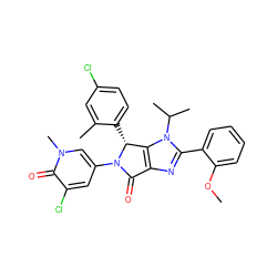 COc1ccccc1-c1nc2c(n1C(C)C)[C@@H](c1ccc(Cl)cc1C)N(c1cc(Cl)c(=O)n(C)c1)C2=O ZINC000169705751