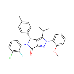 COc1ccccc1-n1nc2c(c1C(C)C)[C@@H](c1ccc(C)cc1)N(c1cccc(Cl)c1F)C2=O ZINC000206161236