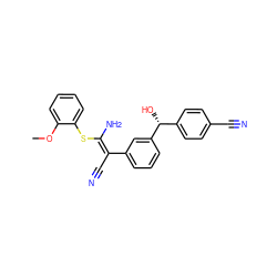 COc1ccccc1S/C(N)=C(\C#N)c1cccc([C@H](O)c2ccc(C#N)cc2)c1 ZINC000038145330