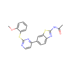 COc1ccccc1Sc1nccc(-c2ccc3nc(NC(C)=O)sc3c2)n1 ZINC000071296693