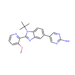 COc1cccnc1-c1nc2cc(-c3cnc(N)nc3)ccc2n1C(C)(C)C ZINC000169703414